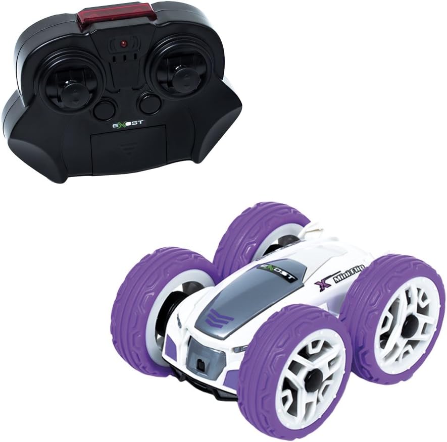 Exost 360 Mini Flip RC car, white with purple wheels