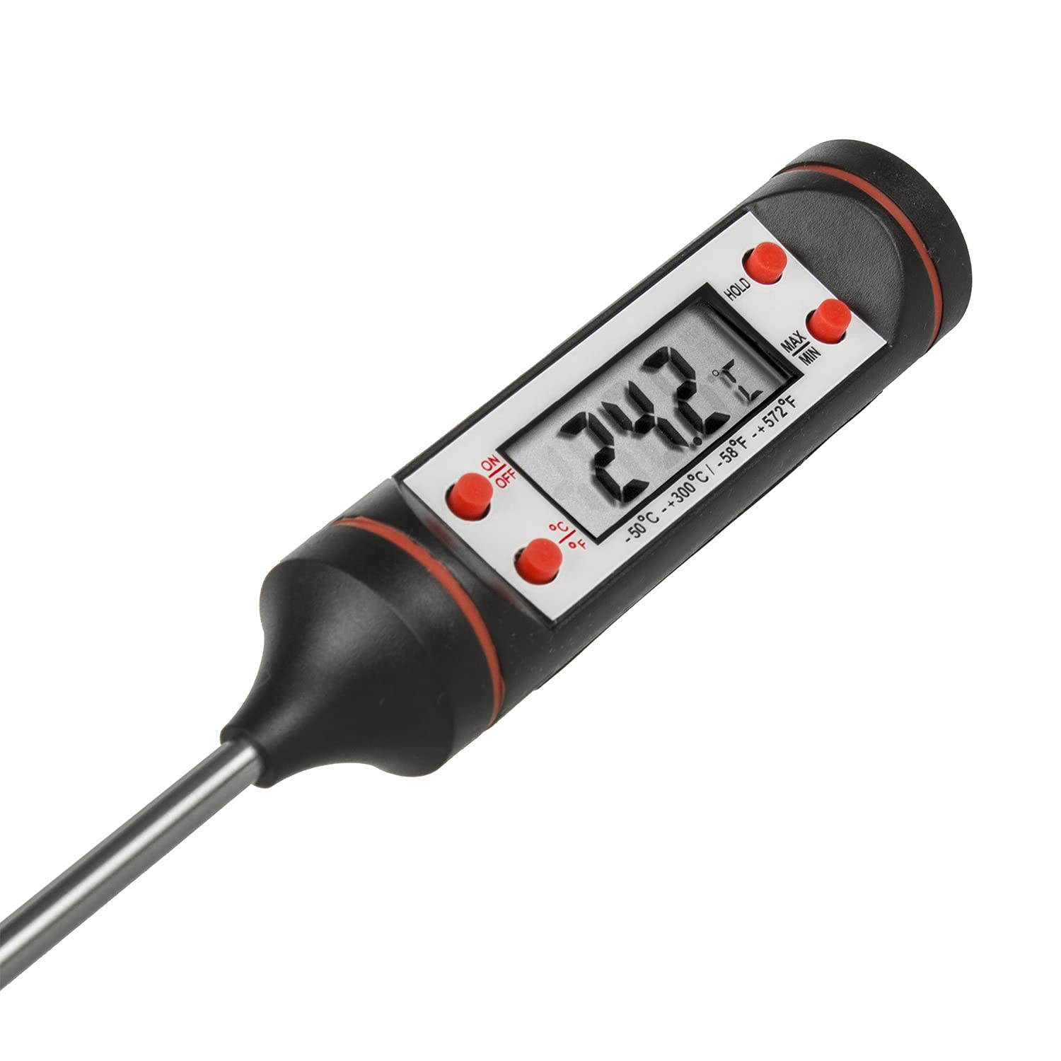 Termometro Sonda per Alimenti 15 cm -50°C a +300°C Display LCD Alta Precisione +/-1°C/°F per Forno Carne Arrostire Vino Caffè