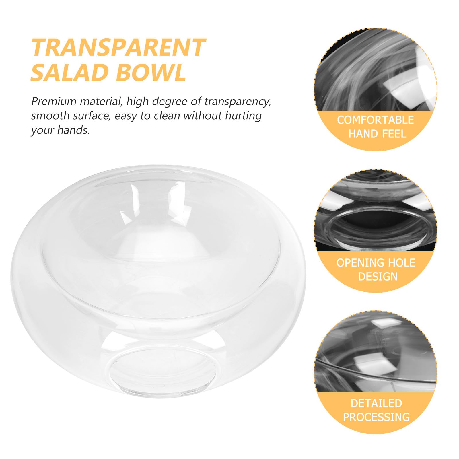 FOMIYES Ciotola Salad Bowl in Vetro Borosilicato Alto, Rotonda | Trasparenza Cristallina, Superficie Liscia e Pulizia Semplice, Lavorazione Curata per Uso Quotidiano