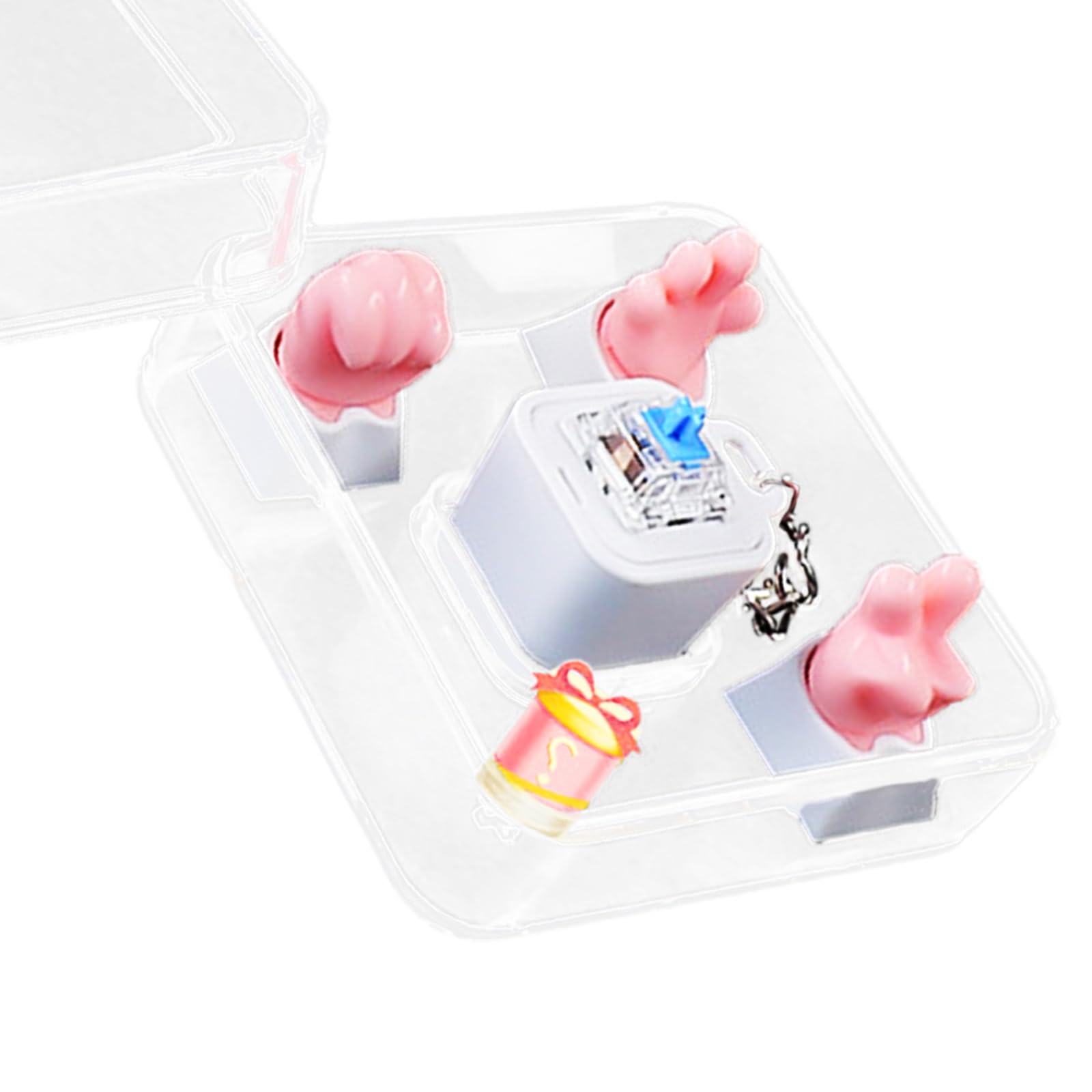 Tqyijhy Silicone Keycaps Lovely Bottom with Clear ABS Keycap Storage Box for Mechanical Keyboards Keycap Storage Box