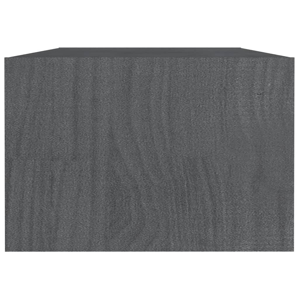 Mesa de centro gris 110 x 50 x 34 cm, diseño moderno de madera de pino maciza, robusta mesa auxiliar con estante para salón, dormitorio y pasillo