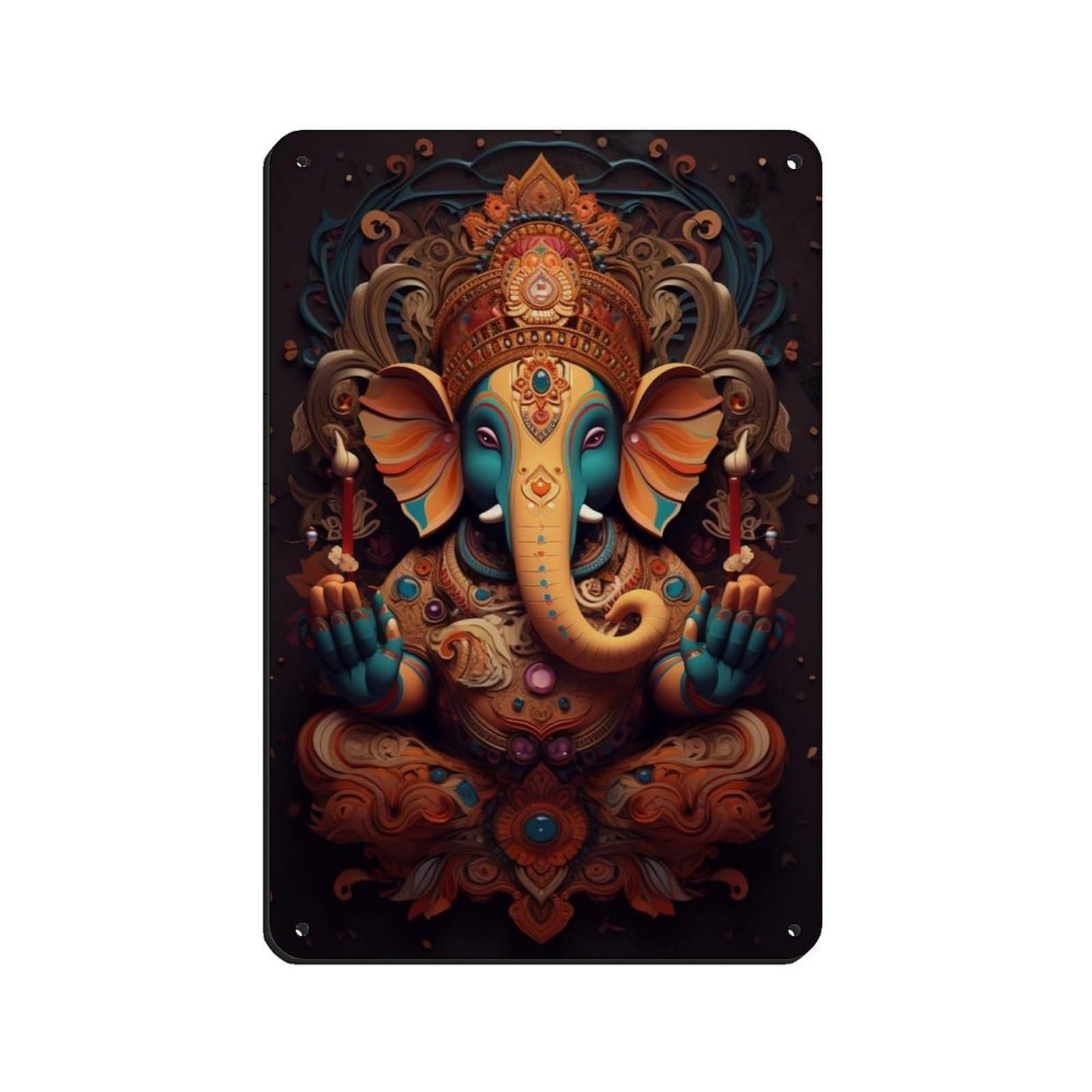 Colorful Ganesh Art, Ganesh Art (3) Tin Sign Vintage Metal Pub Club Cafe Bar Home Wall Art Decoration Poster Retro 8x12inch(20x30cm)