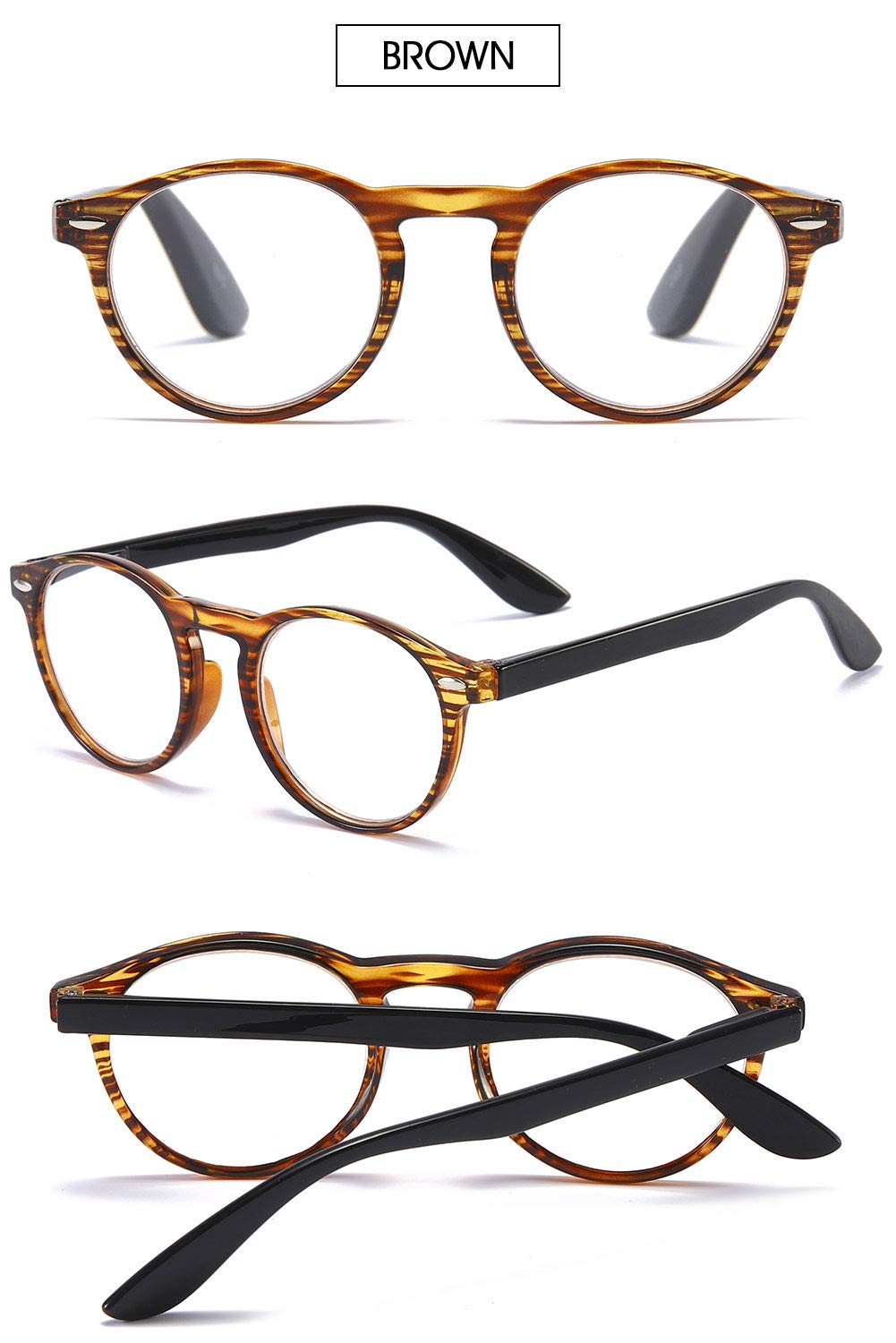 VEVESMUNDO Retro Lesebrillen Damen Herren Vintage Lesehilfe Sehhilfe Arbeitsplatzbrille Nerdbrille Hornbrille mit Stärke