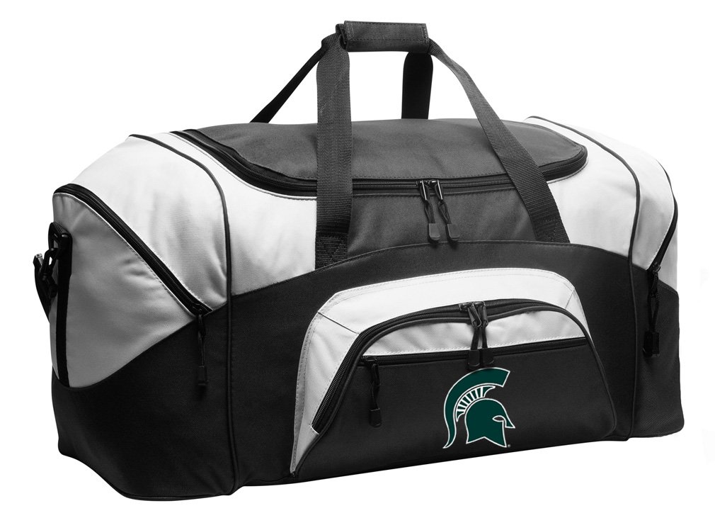 Michigan State University Suitcase Duffle Bag - Large MSU Spartans Travel Duffle or Sports Gear Gym Bag (Black)