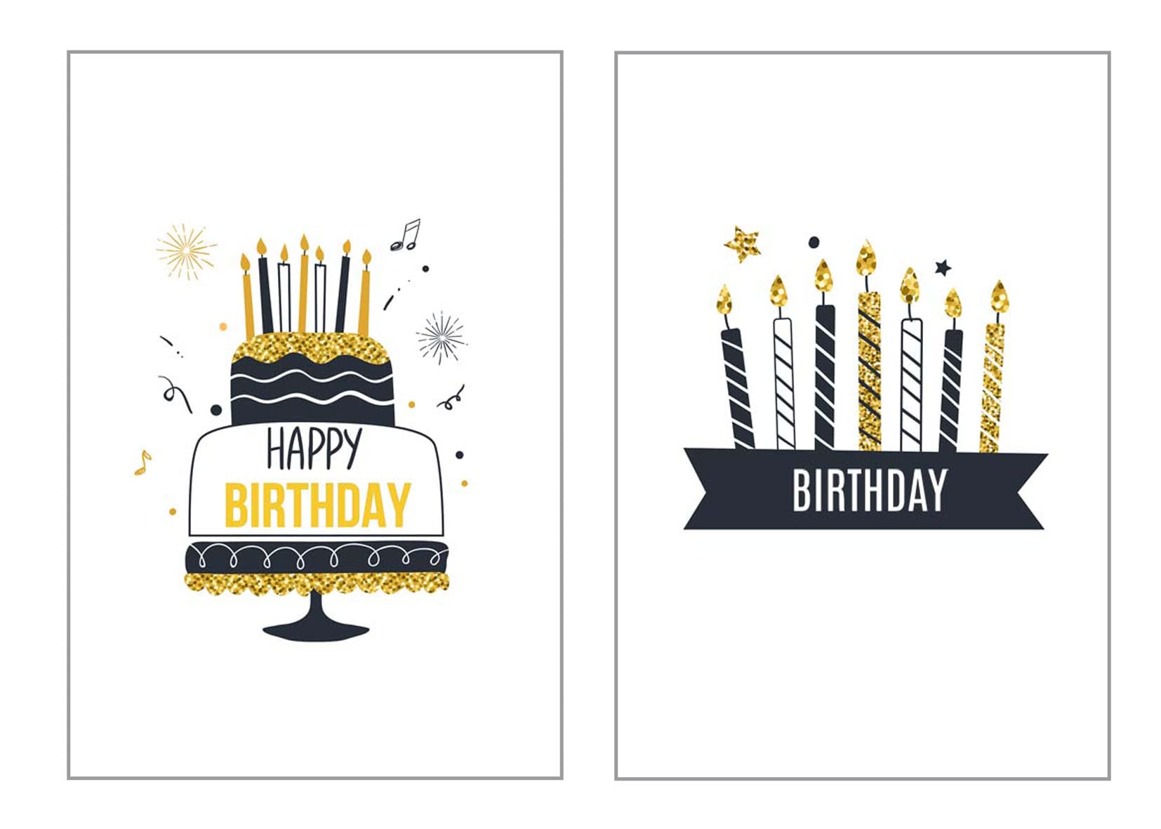 SET DI 2 biglietti di compleanno con coriandoli in rilievo in oro idea