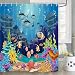JAWO Blue Ocean Tropical Fish Coral Undersea World Shower Curtain, Underwater Sea Animal with Starfish Shower Curtains for Kids, Fabric Shower Curtain Hooks Include，70 in