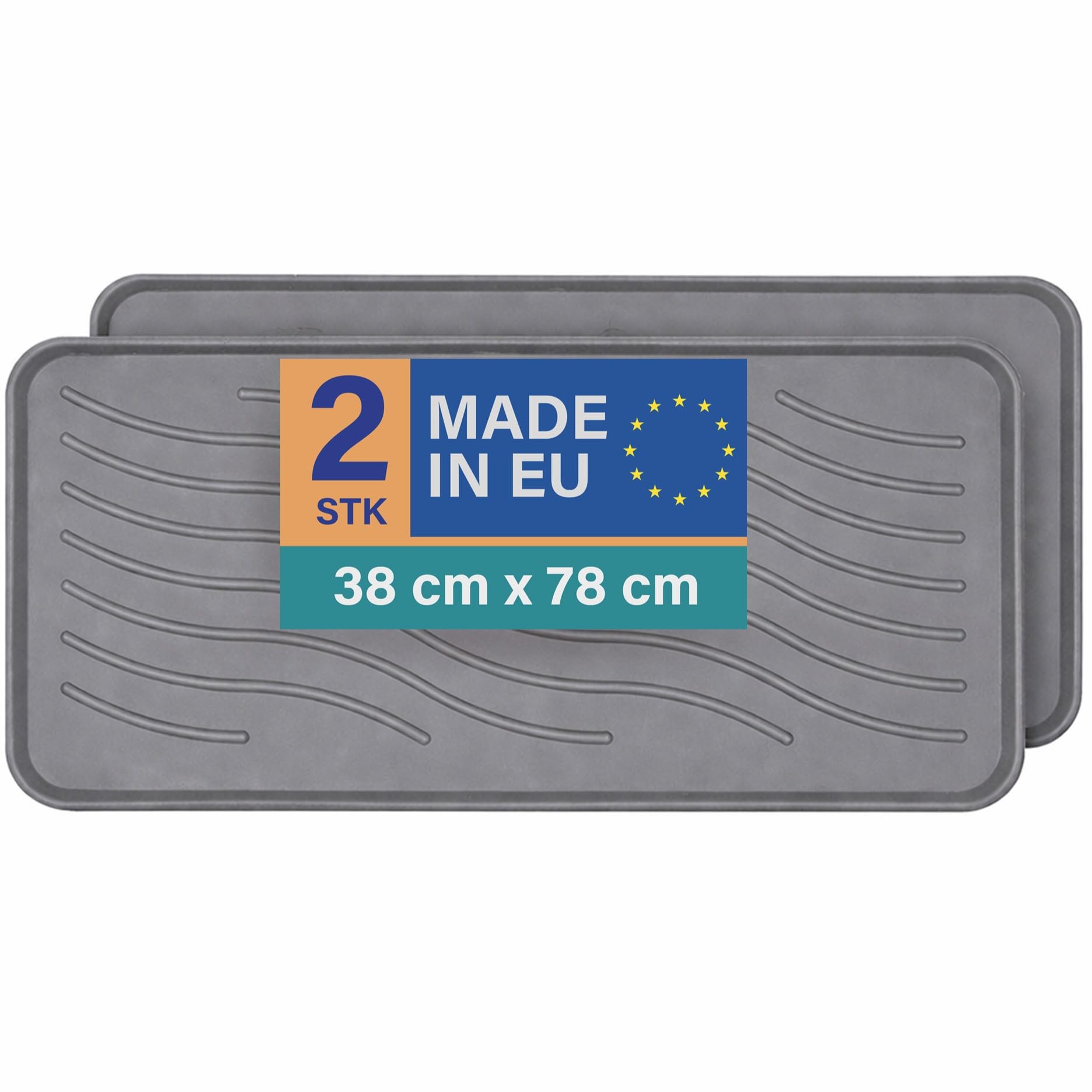 Bestlivings Schuhabtropfschale (2er Pack - Anthrazit) XXL Extra Große Schuhablage (78x38x2,5cm) wasserdichte Schuhwanne für schmutzige und nasse Schuhe, Schuhmatte für Haus Garten