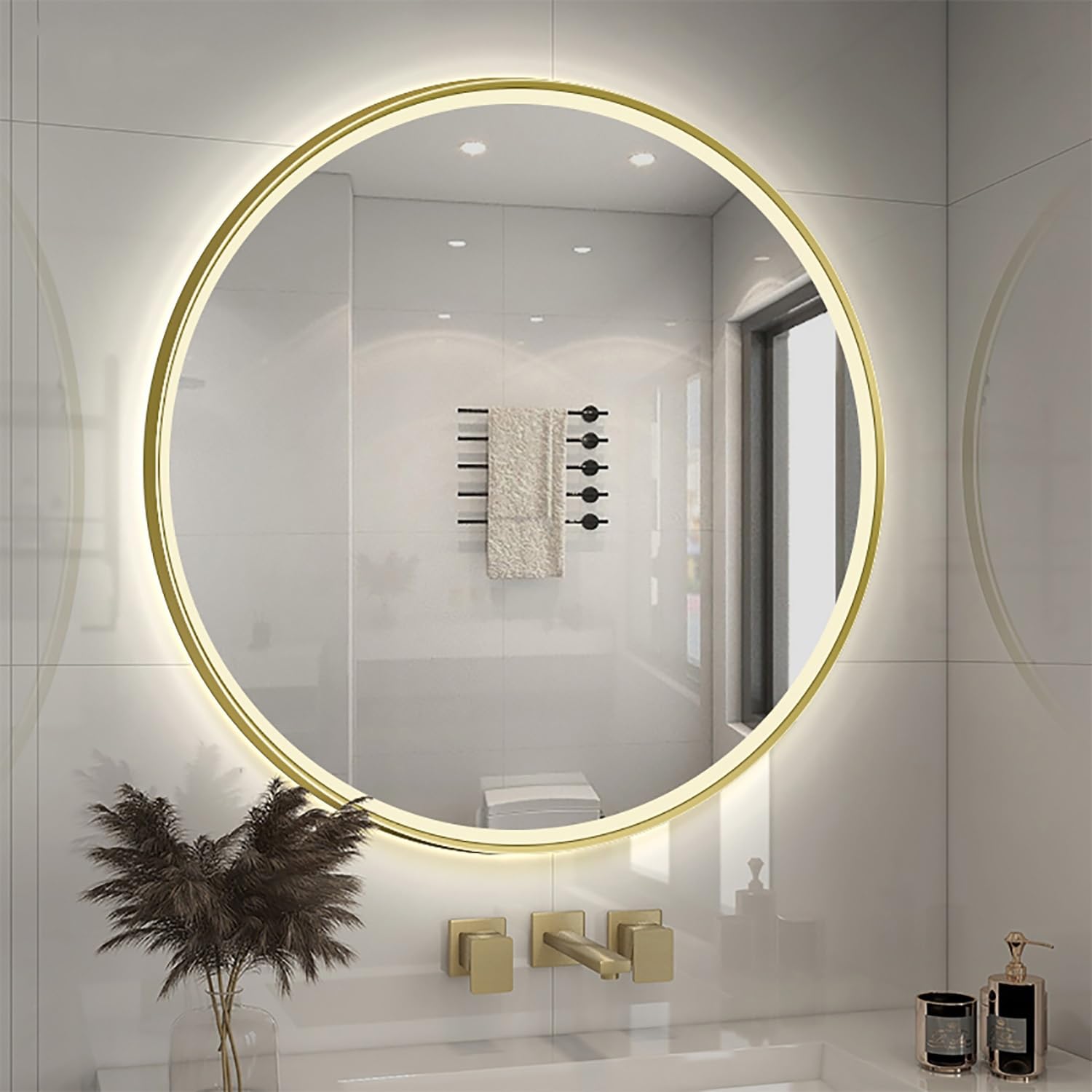 Miroir de salle de bain LED 90cm haut de gamme avec variateur tactile