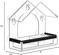 Vista 7 de Comedero de pájaros para ventana transparente con 5 ventosas extra fuertes, comederos de acrílico resistentes y duraderos DY-SKTY para ver pájaros