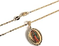 Vista 6 de Virgen de Guadalupe - Collar con medalla de ambos lados, cadena de ancla de 17.5 pulgadas