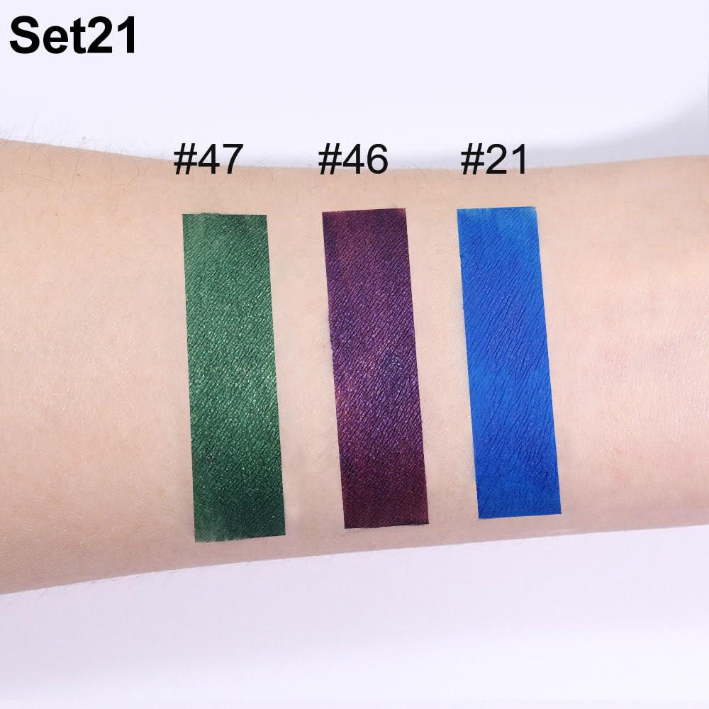 evpct 3Pcs Dark Black Green Purple Matte Liquid Lipstick Lip Stain Sets for Women Long Lasting Waterproof, 24 Hours Goth Lipstick labiales matte mate larga duracion listip 24 hours, 19#: Set21-Blue & Dark Purple & Emerald Green 0.21 Fl Oz (Pack of 3)