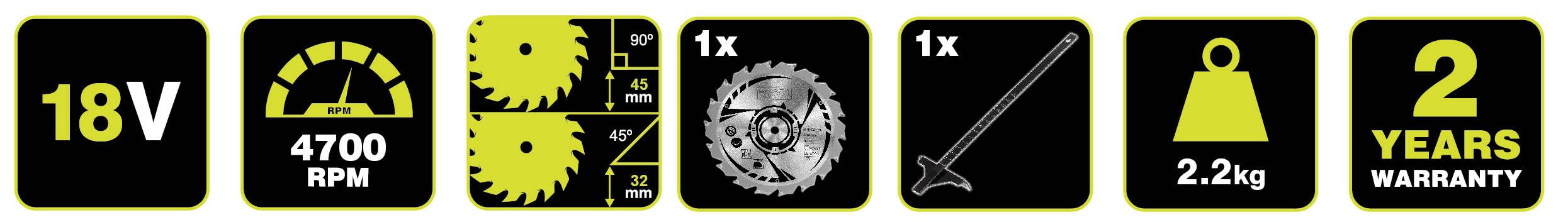 RYOBI R18CSP-0 Scie Circulaire Sans Fil 18V ONE+ – Coupe Bois et Panneaux, Lame 150 mm, Réglage Profondeur & Biseau 0-50°, Ergonomique – Sans Batterie ni Chargeur