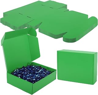 Cajas de envío de cartón, paquete de 15 cajas de almacenamiento reciclables, caja corrugada de colores para almacenamiento pequeño, embalaje de regalo ecológico, 9.8 x 7.8 x 2.75 pulgadas (verde)