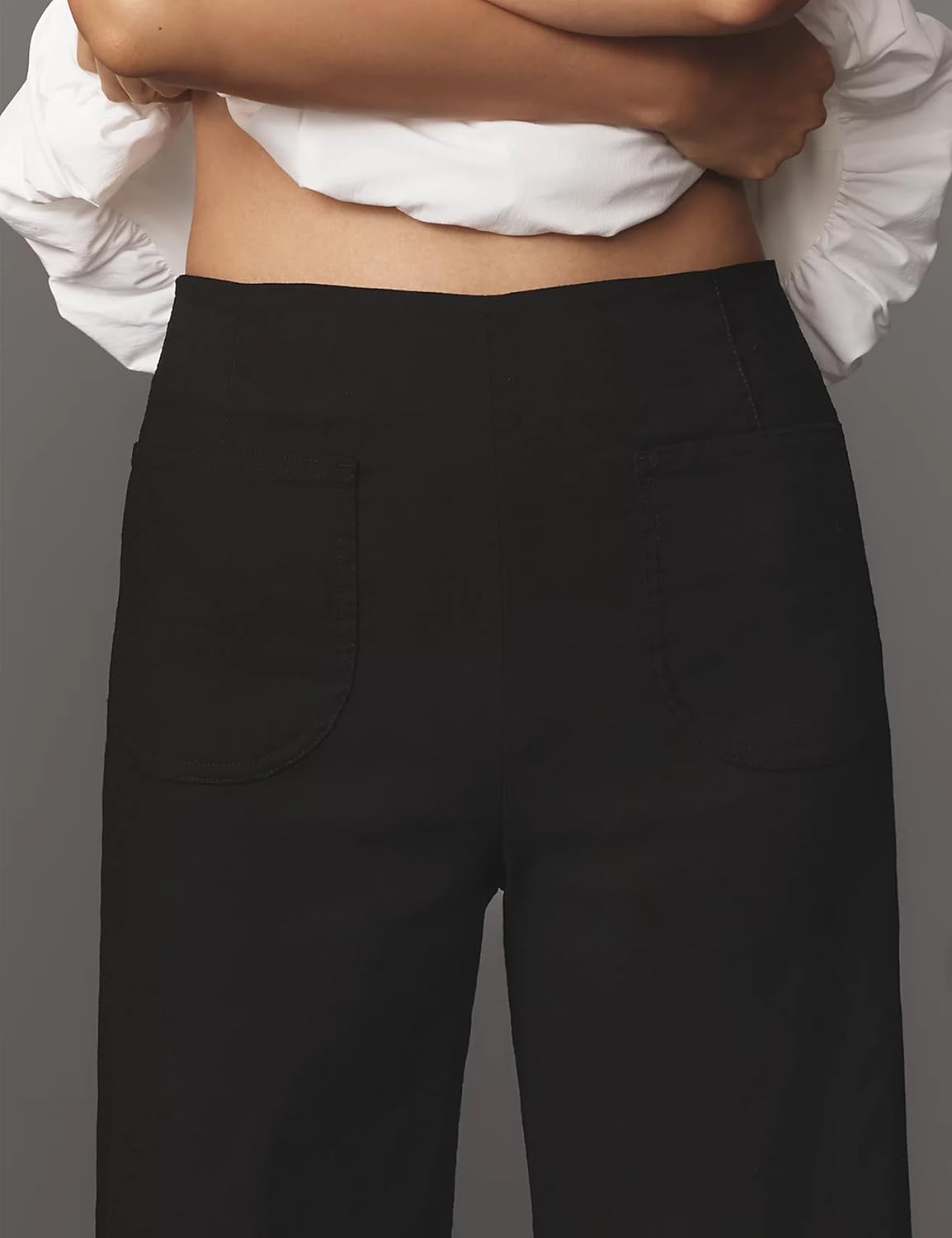 Women's Flare Wide Leg Pants Summer Casual High Waist Ruffle Cropped Hem Loose Fit Trousers with Pockets - Image 2