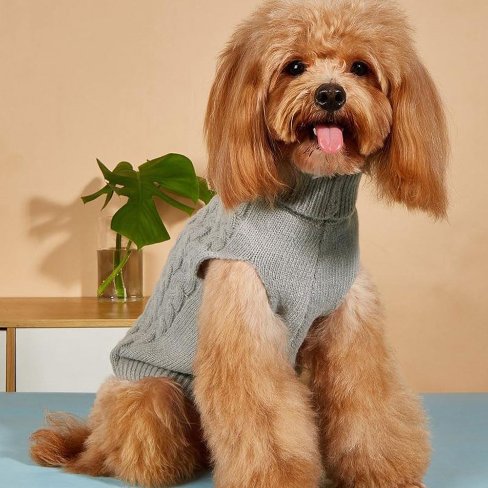 FANSU Hundepullover Mit Schleife - Strickpulli Für Kleine Hunde In Hellgrau