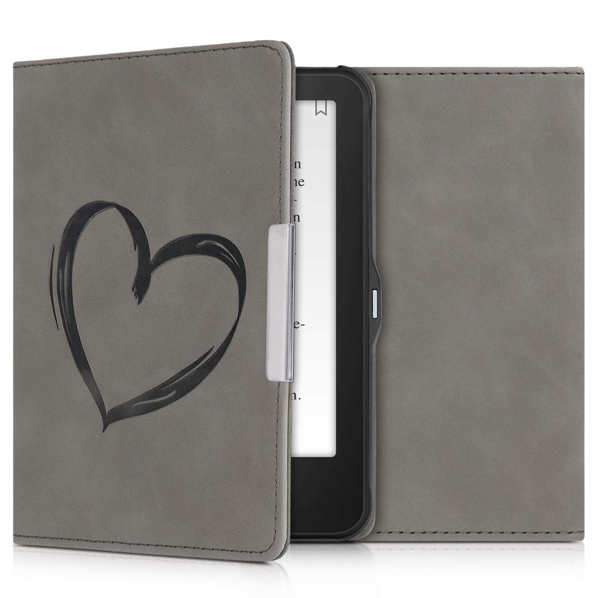 Étui Tolino Vision 1/2/3/4 HD Compatible kwmobile Coque Rabat Magnétique Gris Reader Similicuir