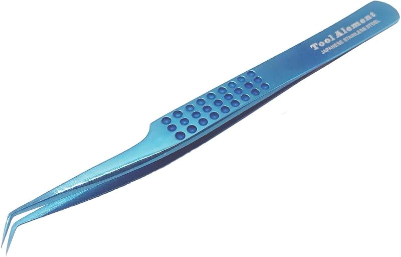 Pinça para extensão de cílios Tool Alement, aço inoxidável, ponta fina, ângulo de 45°, 12 cm, BL-JP12-4004
