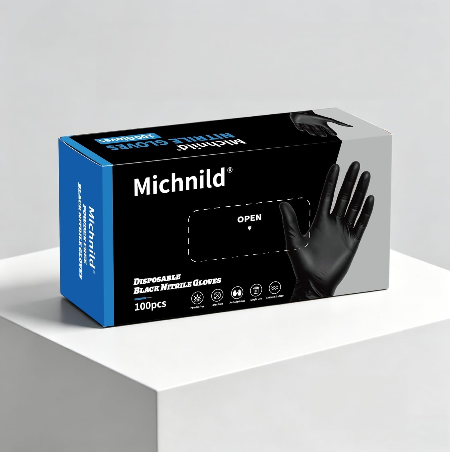 Flexible Black Nitrile Disposable Gloves – Powder-Free & Latex-Free, Ideal for Kitchen, Gardening, Hobby Activities, and General Household Cleaning-100PC-S