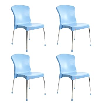 Cello Milano Cafeteria Set of 4 Chairs (Blue) | Strong and Durable | Easy to Clean | Chair for Living Room, Bed Room, Kitchen, Office Room, Outdoor | 3 Years Warranty