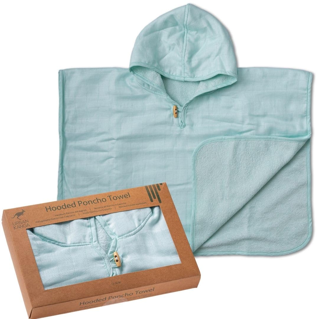 Urban Kanga Poncho da Bagno Asciugamano con Cappuccio per Bambini (Menta)
