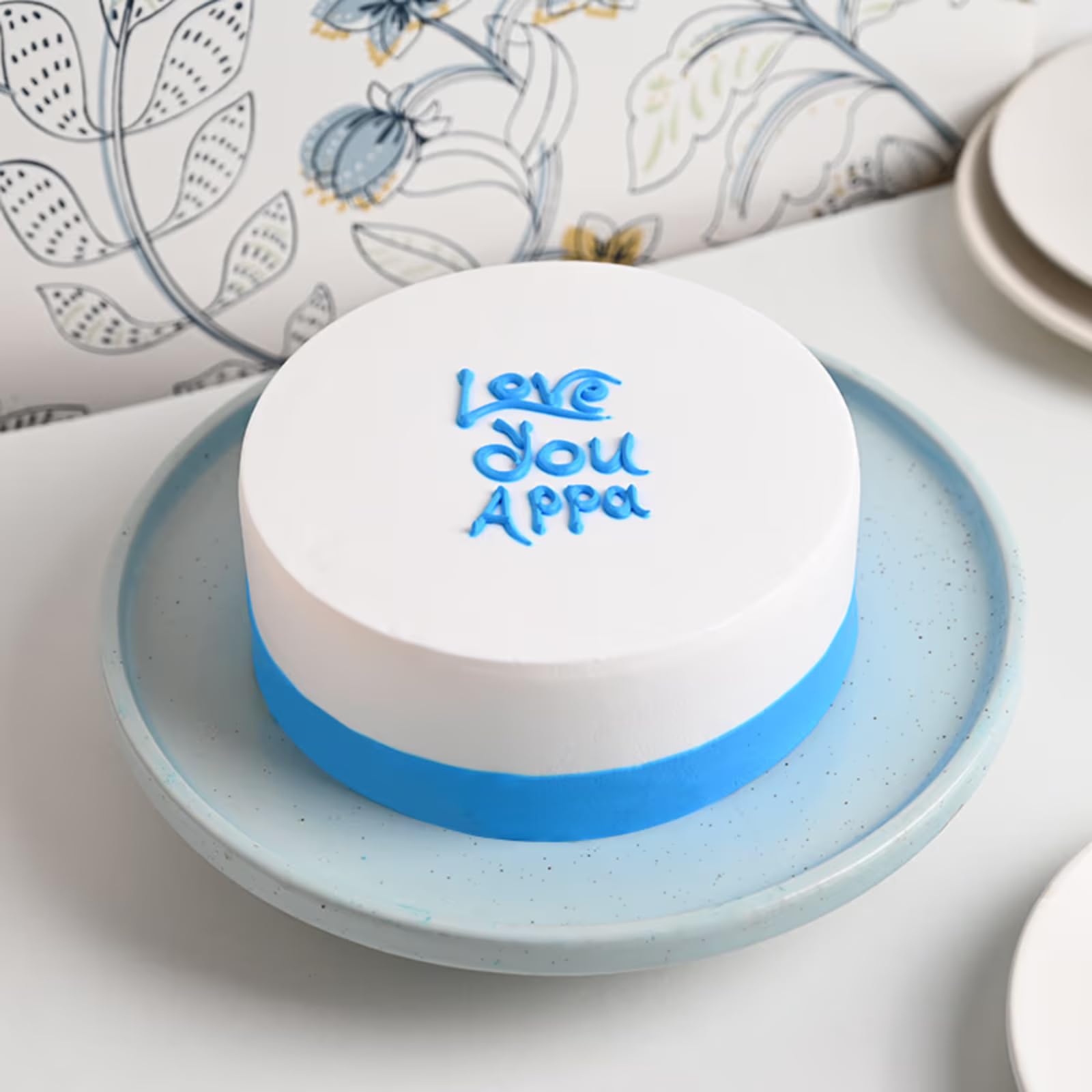 FlowerAura Father's Day Cake Delicious Fresh "Love You Appa" Theme Tasty Vanilla Cake For Father | Cake For Dad | Cake For Papa | Cake For Father-In-Law (Same Day Delivery) (0.5Kg)-image-9