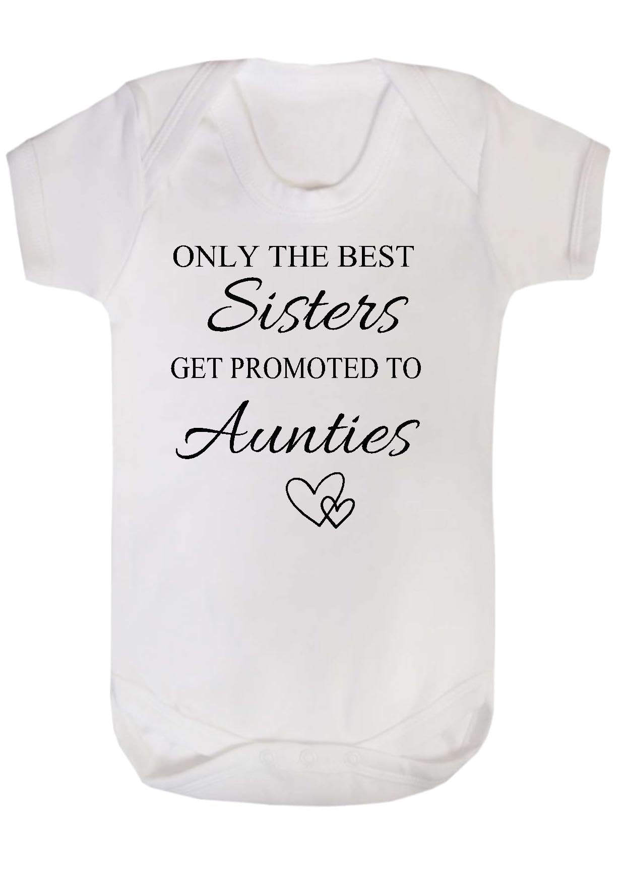 TM THREADS Baby Bodysuit with 'Only The Best Sisters Get Promoted to Aunties' Print, White, Pregnancy Announcement, Baby Revel, Gift Wrapped