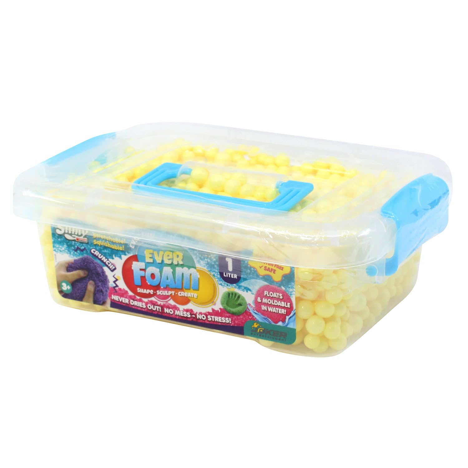 SLIMY Ever Foam - 1 Litre Ultimate Sensory Original Slimy Cloud Slime Play Mass that Never Dries, for Creative Kneading and Modelling Fun - Even in Water! Colour: Yellow