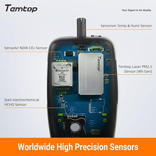 Vista 23 de Temtop Monitor de calidad del aire Detector de CO2 profesional Dióxido de carbono PM2.5 PM10 formaldehído Monitor de temperatura y humedad