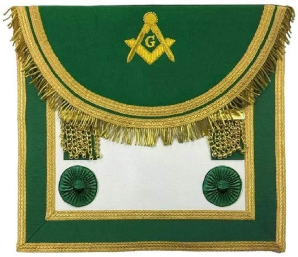 Tablier Master Mason Scottish Rite brodé main vert de taille unique