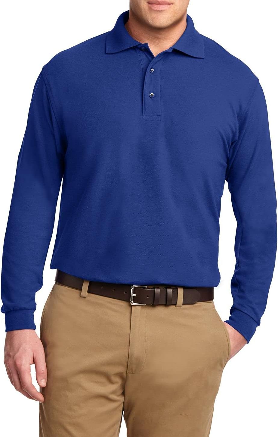 JustBlanks Mens Long Sleeve Polo Shirt Regular-fit Athletic Sportswear Golf Jersey Polo Sports Shirt for Men