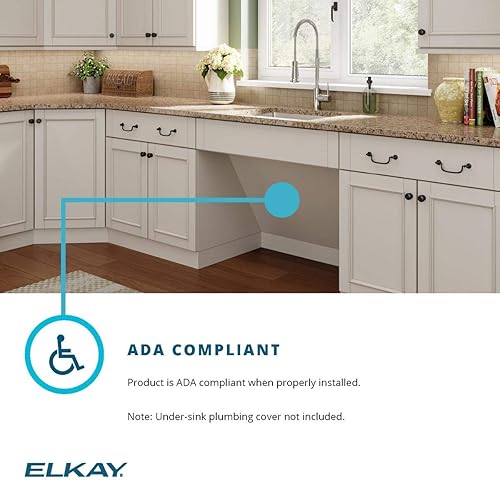 Miniatura 10 de Elkay Crosstown ECTSRAD25226TBG2 - Juego de fregadero ADA de acero inoxidable de montaje doble, con cuenco individual