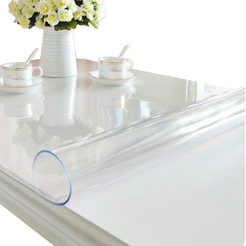 Miniatura 26 de ETECHMART - Protector de mesa de PVC transparente, mantel rectangular de plástico para escritorio, protector de mesa impermeable de vinilo