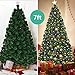 Goplus 7ft Fiber Optic Christmas Tree, Pre-Lit Artificial Christmas Tree with LED Lights, 8 Lighting Modes, 280 Branch Tips, Foldable Metal Base, Xmas Full Tree for Office Home Decor