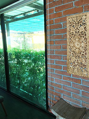 Asiana Home Decor Large Carved Wood Wall Panel. Floral Wood Carved Wall Decor. Size 35.5"X13.5"X0.5" (Brown-Teak) #TOP3