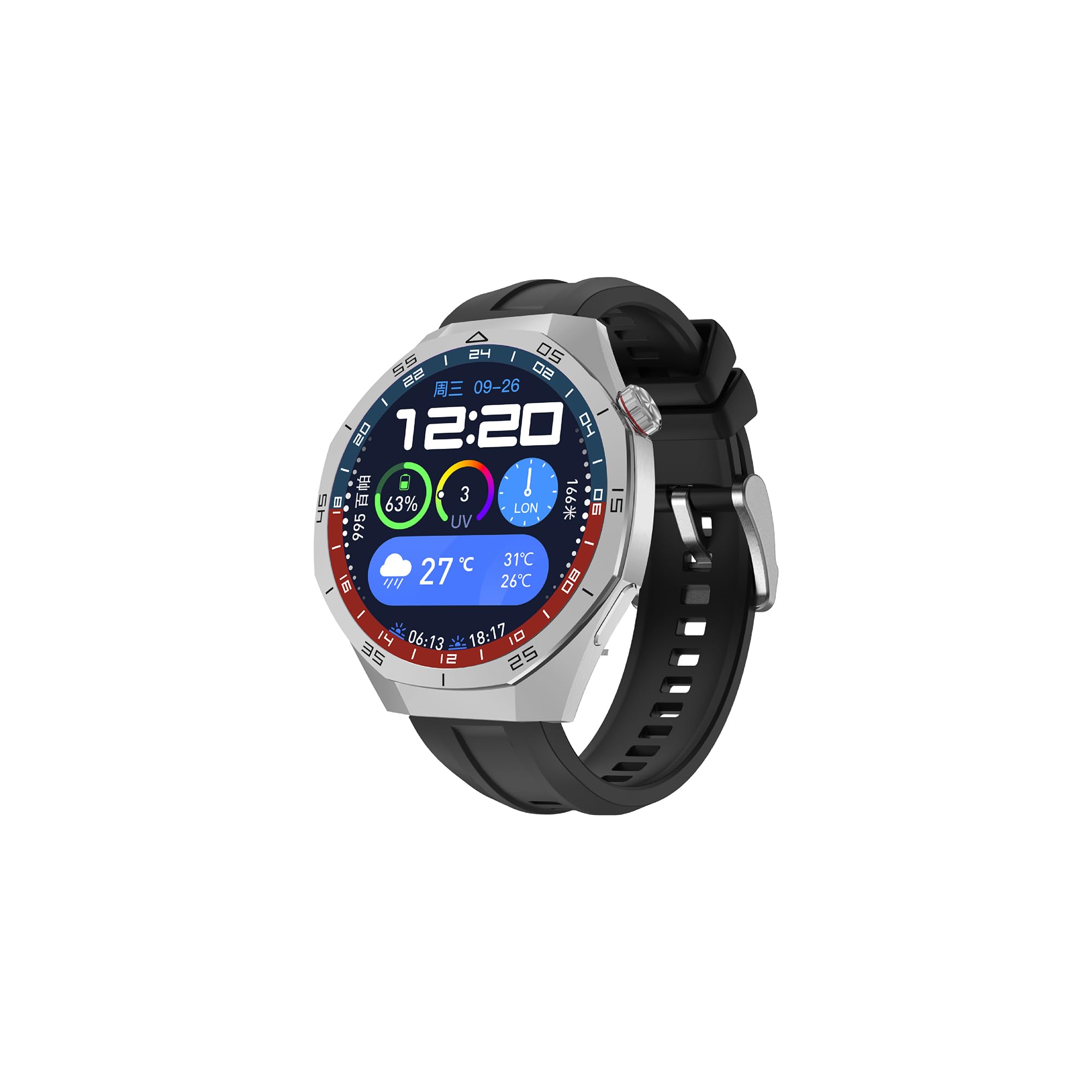 Sunix Amoled Ekran 48mm Metal ve Silikon Kordonlu Akıllı Saat Gri