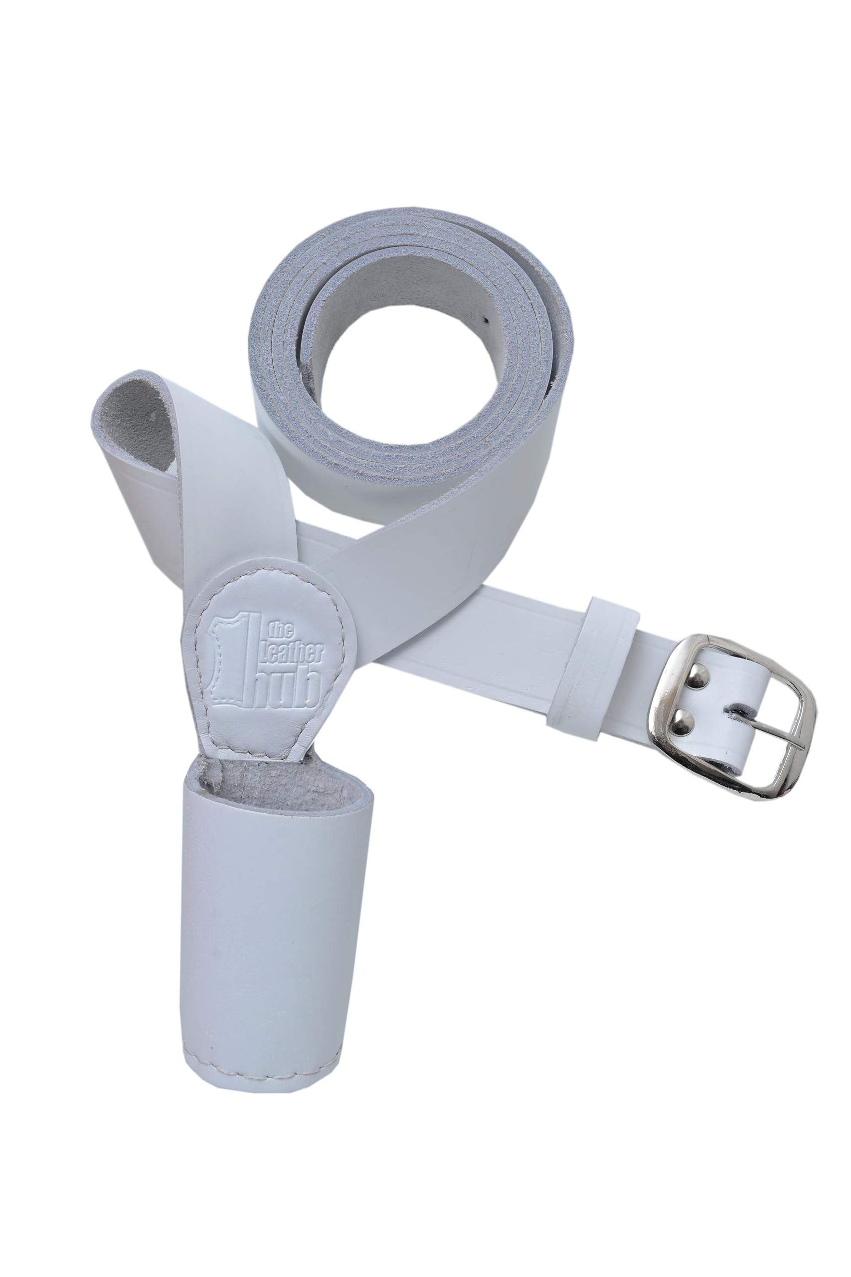 Support de ceinture en cuir blanc avec croix - Blanc, épaule droite, sangle réglable, boucle en laiton finition argentée, support de drapeau durable pour usage militaire, garde d'honneur et armée