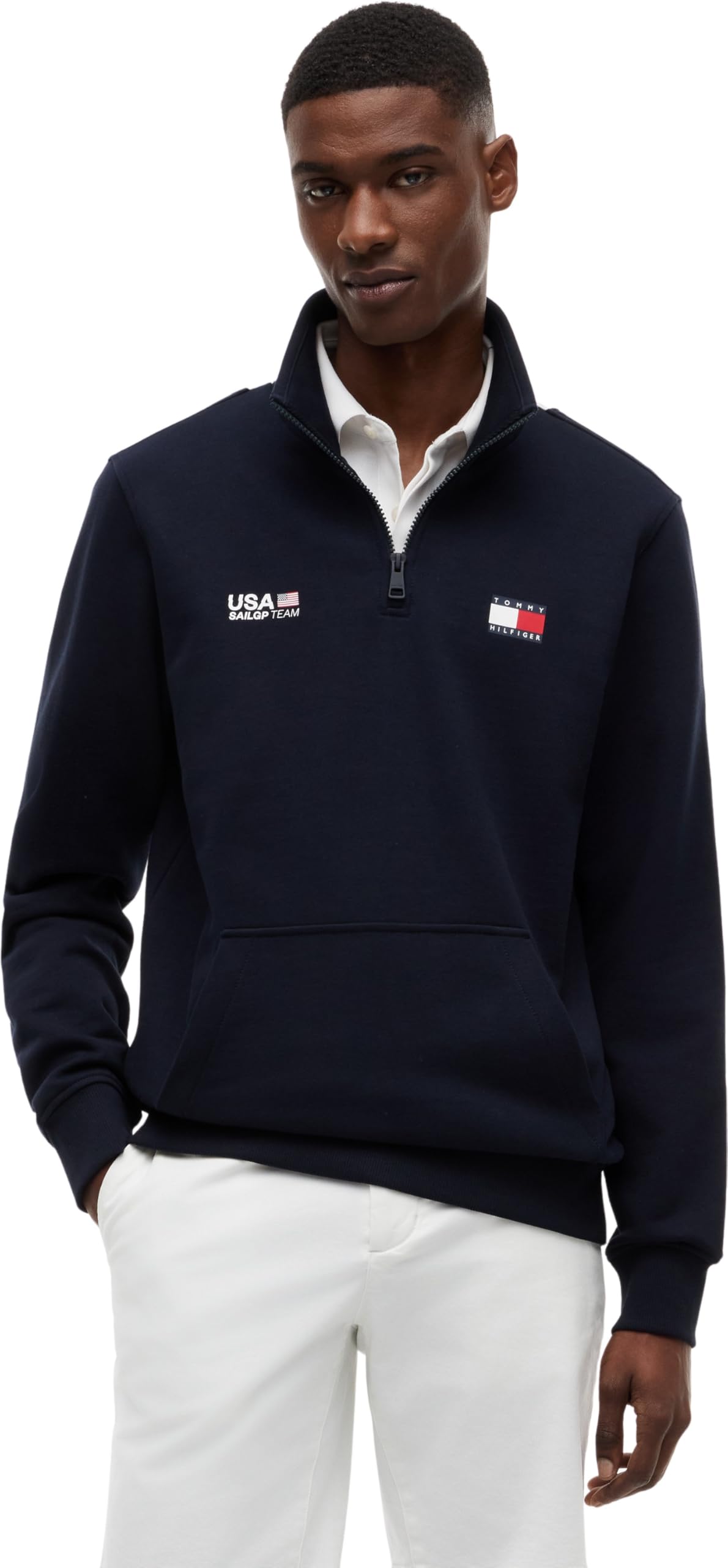 Tommy Hilfiger Herren Sweatshirt mit Reißverschluss US SailGP Flag aus Baumwolle