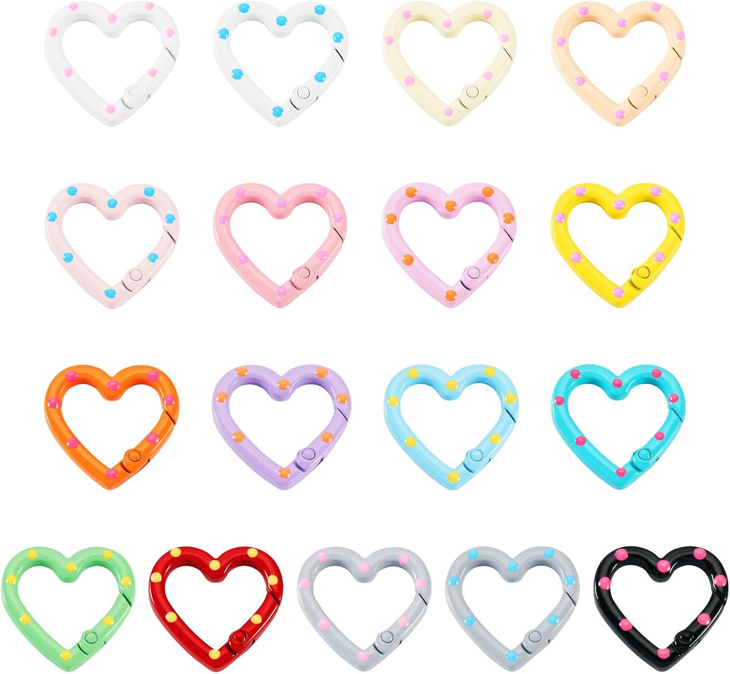 17Pcs Heart Clasps Keychain for Valentines Day Cute Alloy Spring Gate Key Rings Snap Hook Phone Charm Hook Clips Small Keyrings Carabiner Buckles for Bag Purse Strap Keychain Making Findings - Image 6