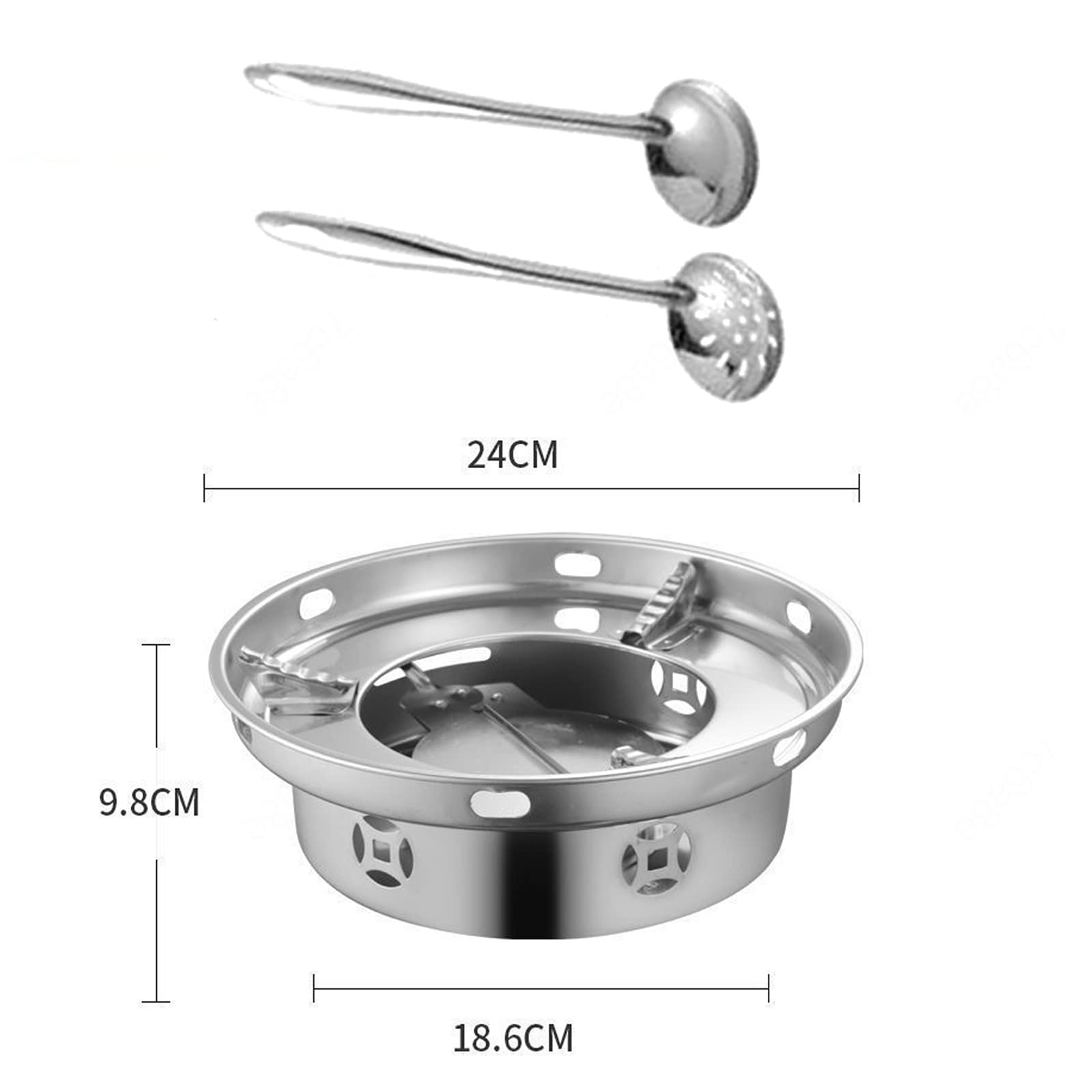 PROPFE Spirituskocher Für Innenräume mit Topf,mit 5 Handtuch,tragbare spirituskocher fiir innenraume,Spirituskocher mit Topf Camping Kocher aus Edelstahl,25cm