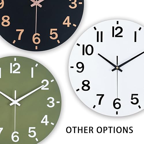 Miniatura 4 de HZDHCLH Reloj de pared de 8 pulgadas, silencioso, sin tictac, funciona con pilas, de madera blanca, moderno, movimiento de barrido, decorativo,