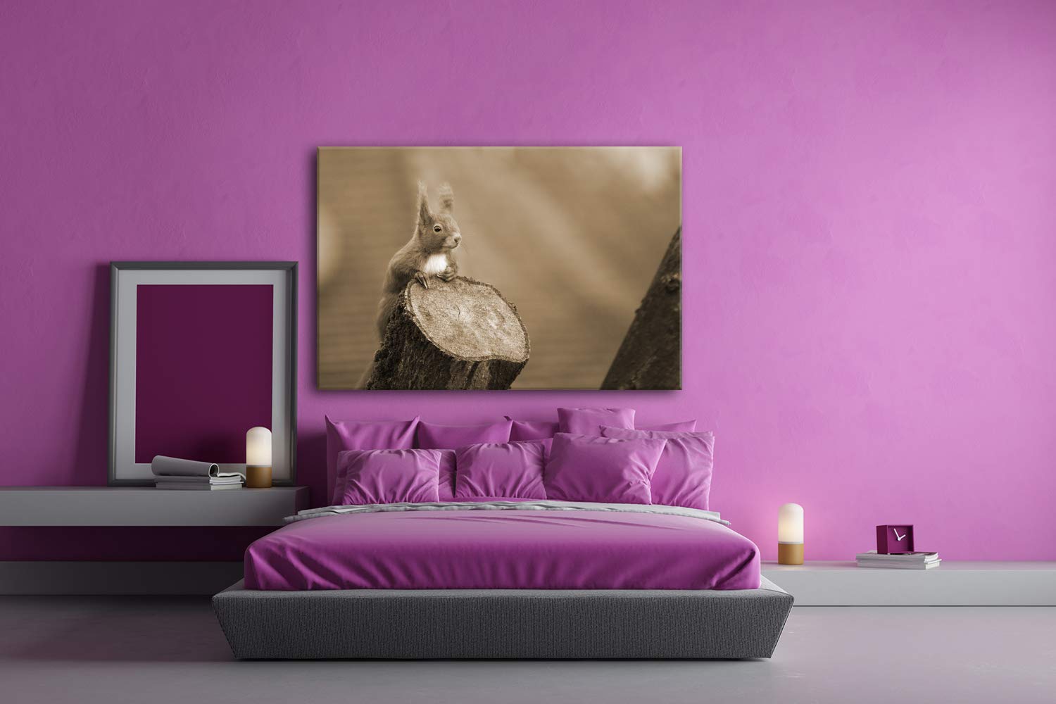 Joli Effet écureuil : Sepia comme Toile montée sur châssis en Bois véritable Impression numérique avec Cadre, Pas de Poster ou de Affiches, 60x40