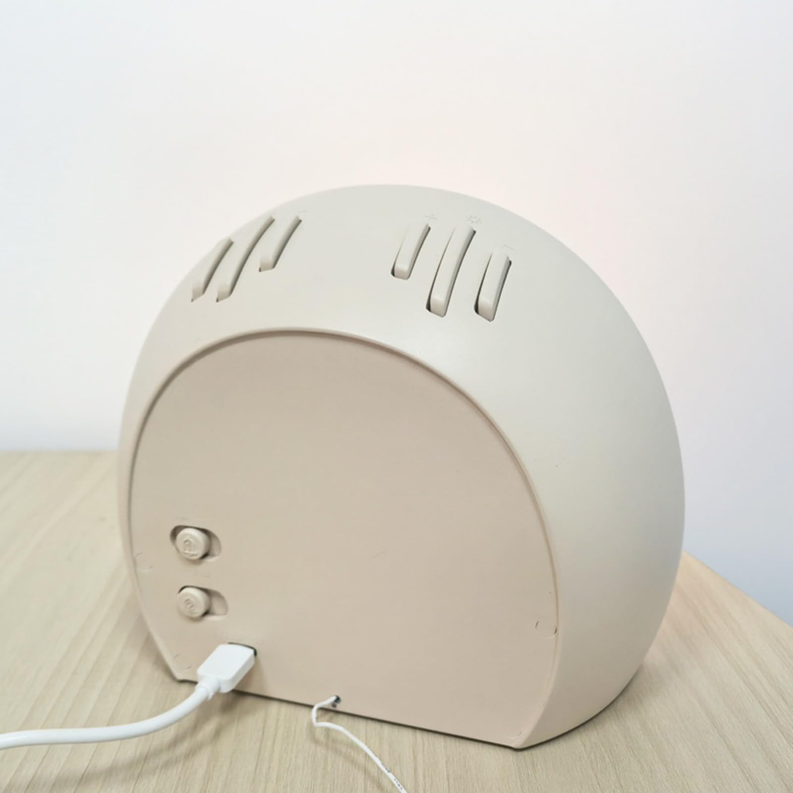 Nachttisch-Wecker aus Stoff mit Dual-Alarm, warmes Nachtlicht, weißes Rauschen und FM-Radio, Schlaf für Begleiter für entspannende Schlafumgebung, 18 x 16 cm