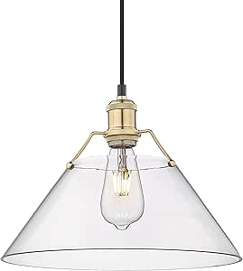 Golden Lighting Orwell 1-Light Pendant in Brushed Champagne Bronze and Clear Glass