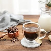 Vista 7 de ZONEYILA Juego de tazas de café de vidrio de doble pared de 4 a 6 onzas aisladas, vasos de vidrio transparente con asa para bebidas de doble