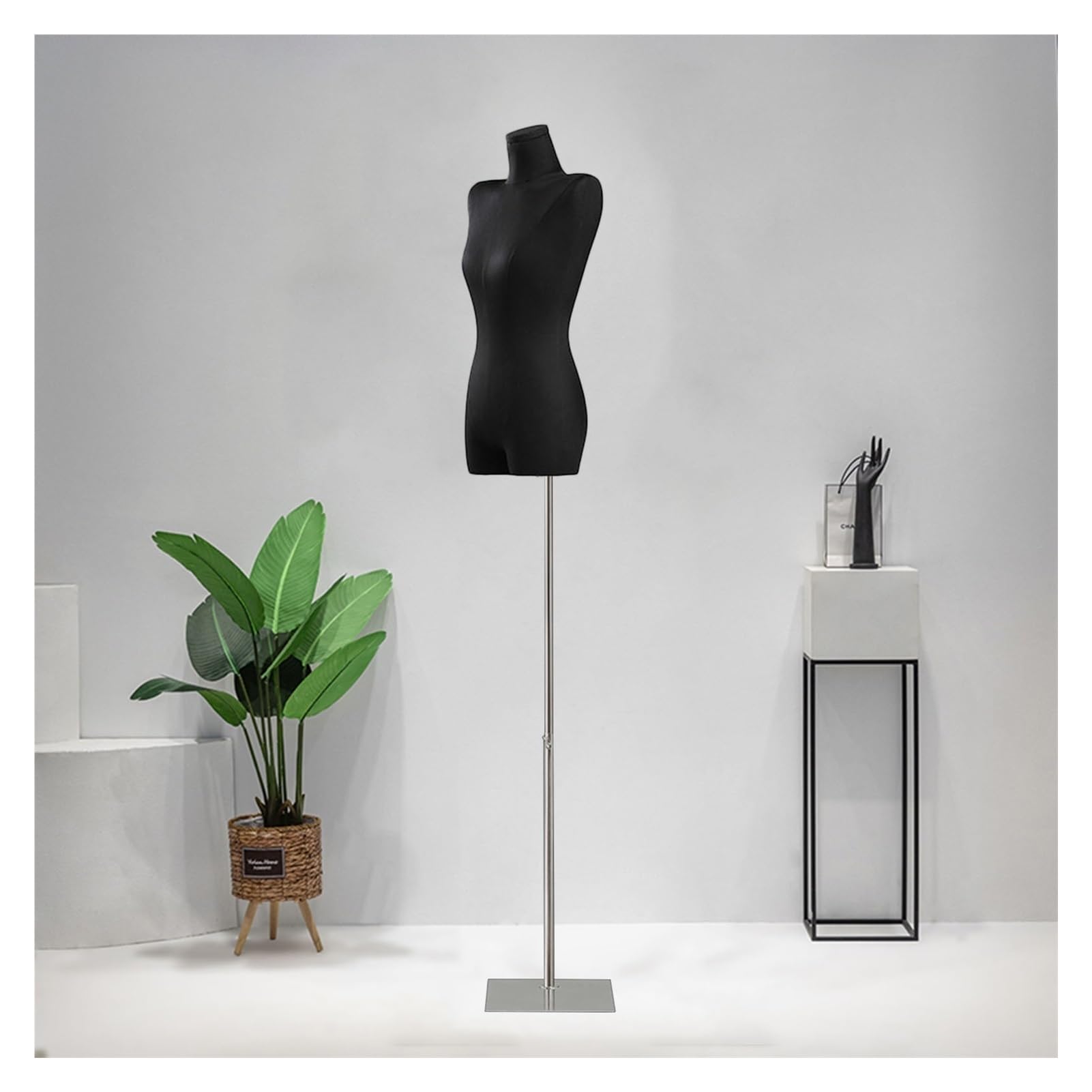 ITOSUI Adjustable Black Dress Form Mannequin with Metal Stand - 120-190cm Tailors Dummy for Clothing Display, Perfect for Fashion Design and Alterations (Silver, A)