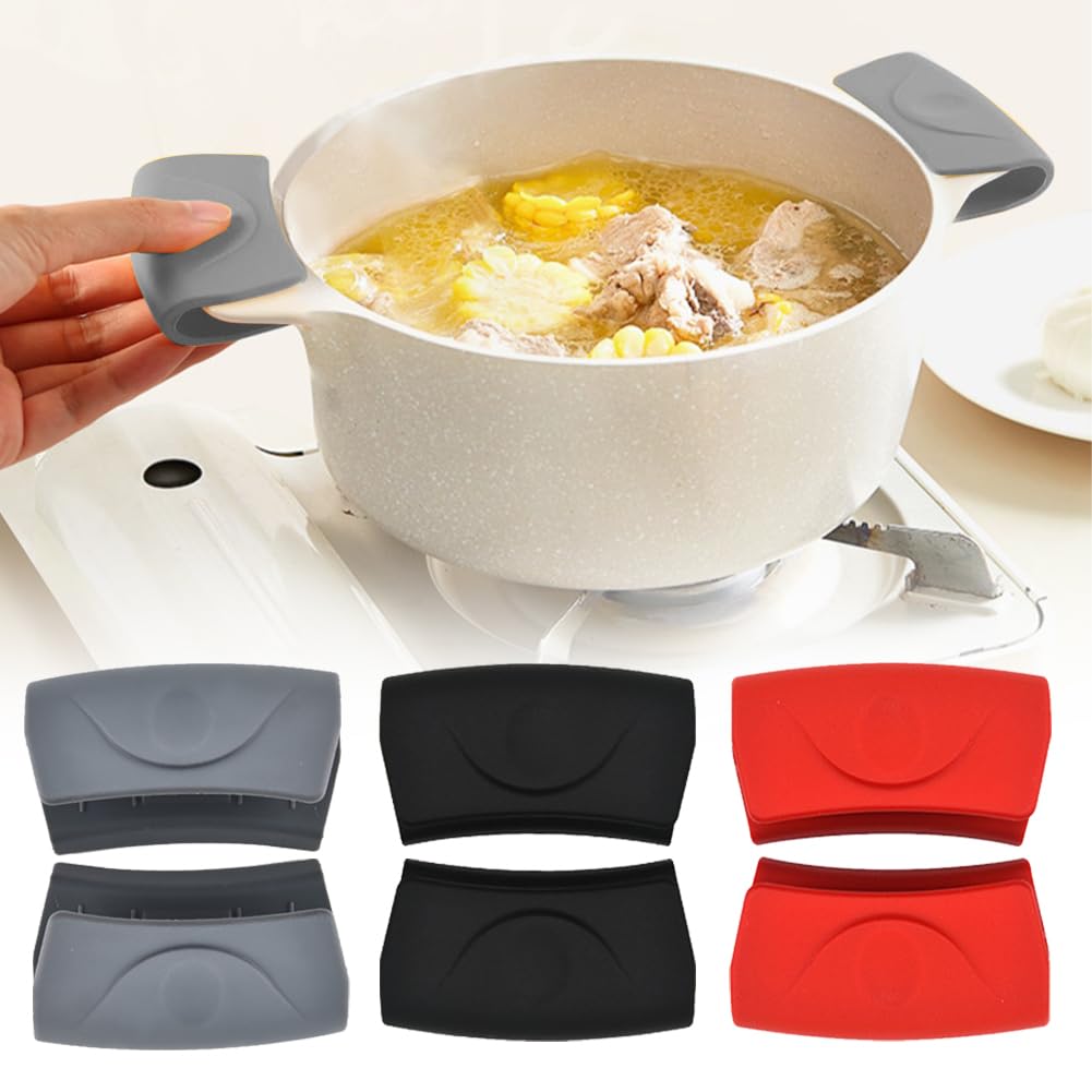 Maniques Antidérapantes Ustensiles Cuisine 8 Pièces Poignées En Silicone Pour Casseroles - Protection Contre La Chaleur, Poignées De Serrage Pour Cuvettes Accessoire Cuisine Sécurité Brûlure
