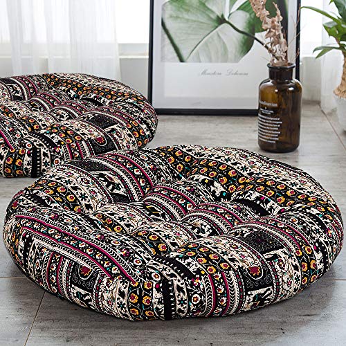 ANTJUMPER Cojín de suelo redondo grande, cojines de meditación Boho cojín redondo grande, cojín de asiento de la India para sala de estar, lectura, cuarto de bebé, balcón, 56 cm, café