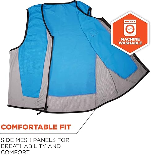 Miniatura 6 de Ergodyne Unisex Chill-its 6667 Wet Evaporative Cooling Vest - Pva, Zipper ClosureWet Evaporative Cooling Vest - PVA - Zipper