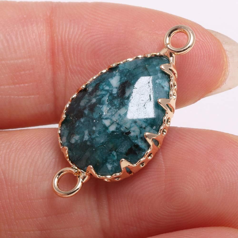 LHJ 10Pcs Water Drop Shape Natural Stone Connectors Faceted Random Healing Energy Crystal Agate Pendant Charms for Jewelry Making Necklace Bracelet - Image 3