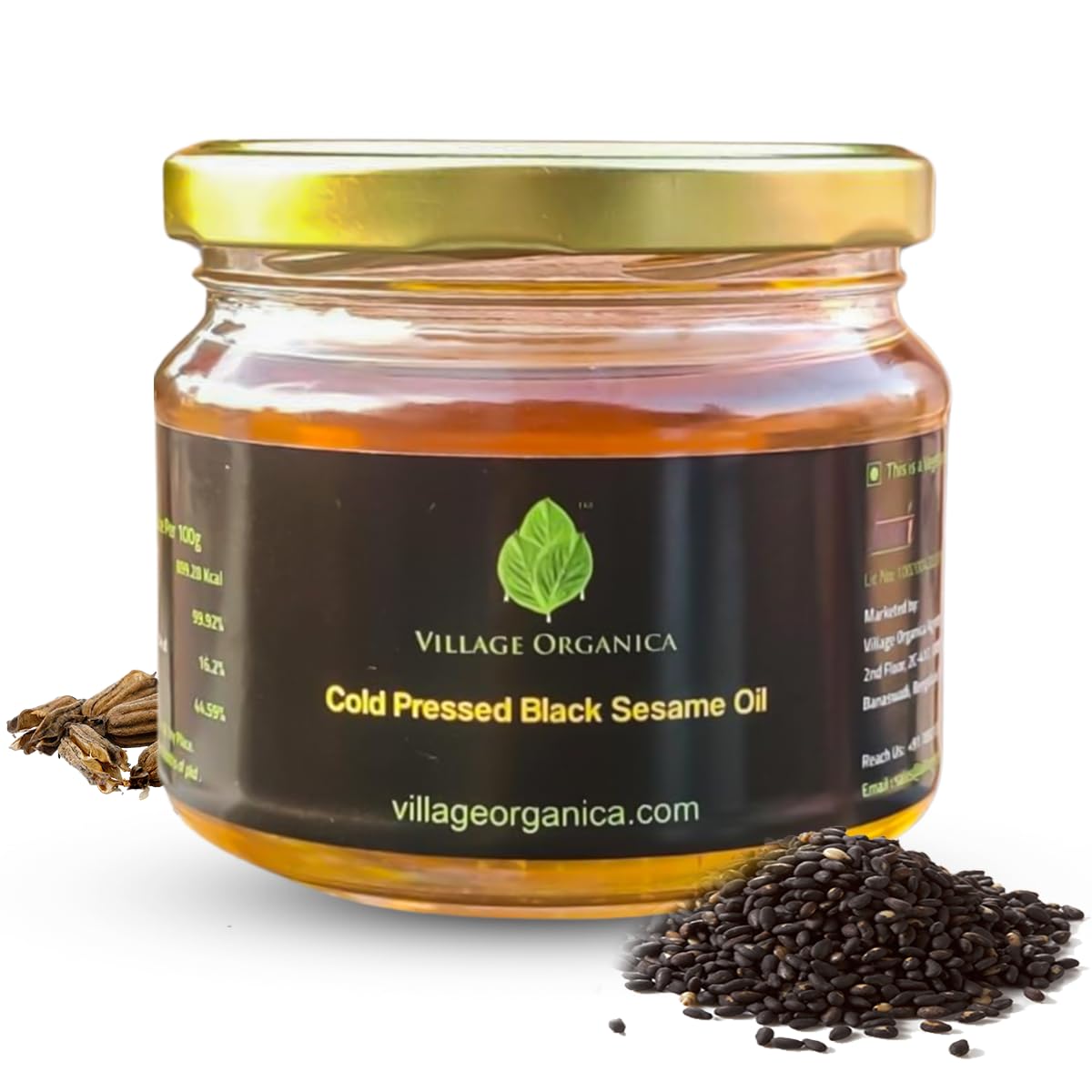 Village-Organica Cold Pressed Sesame Oil | Black Sesame Oil | Til ka Tel | Gingelly Oil | For Cooking, Massage & Pooja | Unrefined & Unadulterated | 250ml | Glass Bottle | (B0BN6D1FP6) Amazon Price History, Amazon Price Tracker